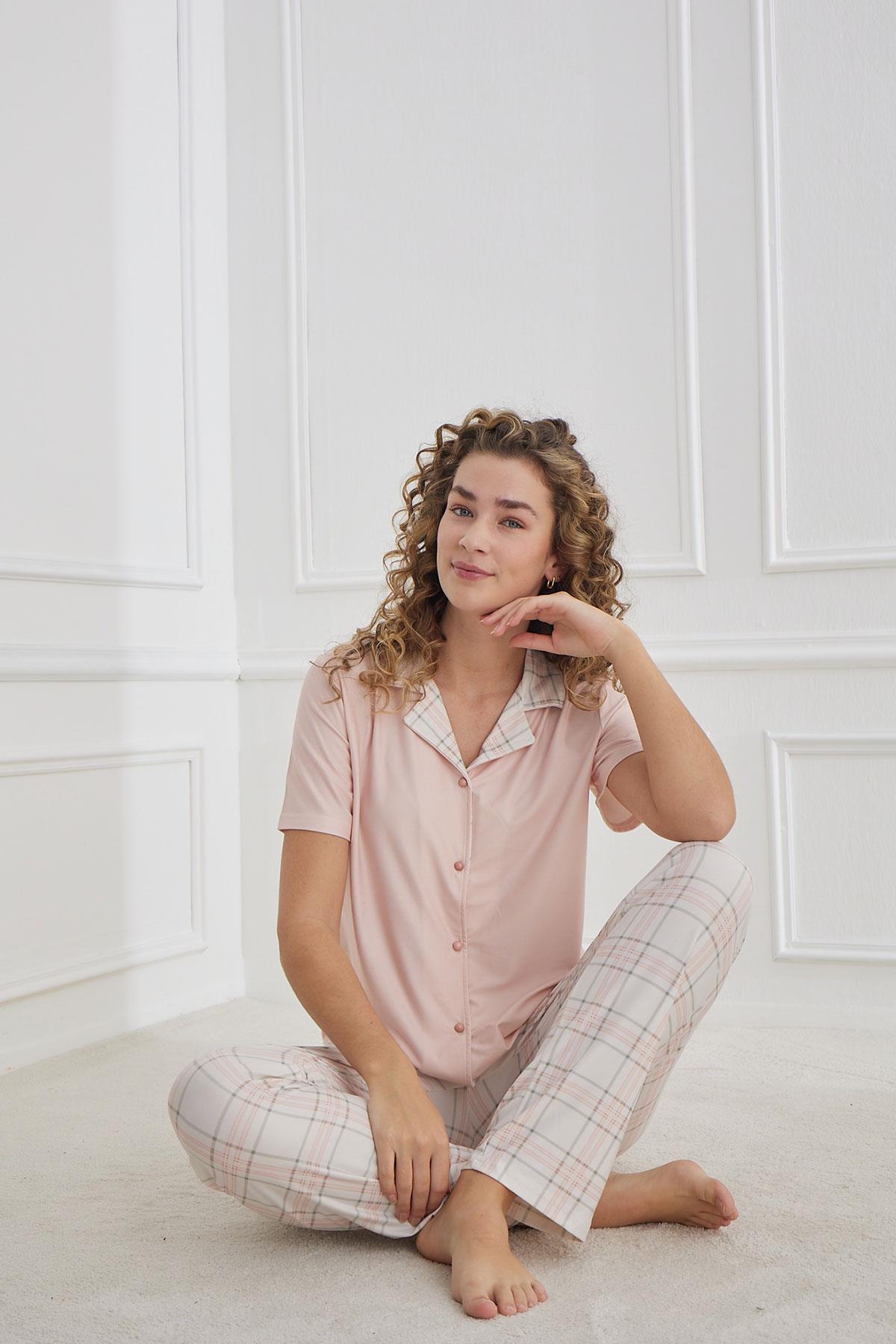 Kadın Marla Önden Düğmeli Pijama Takımı | 30101-1277