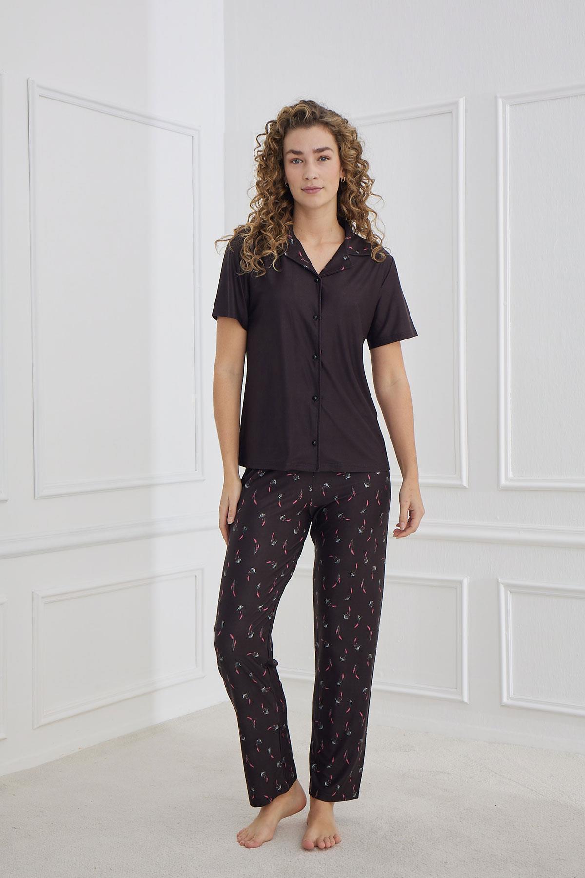 Kadın Marla Önden Düğmeli Pijama Takımı | 30101-952