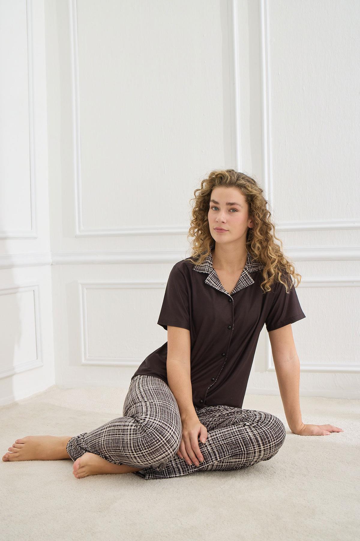 Kadın Marla Önden Düğmeli Pijama Takımı | 30101-582