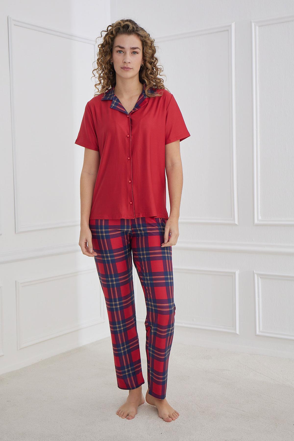 Kadın Marla Önden Düğmeli Pijama Takımı | 30101-327