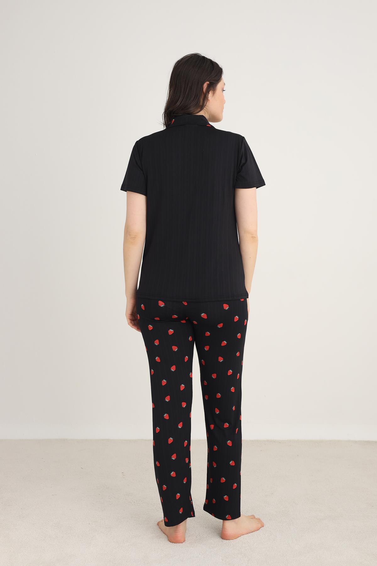 Kadın Marlenka Önden Düğmeli Pijama Takım | 80602-889