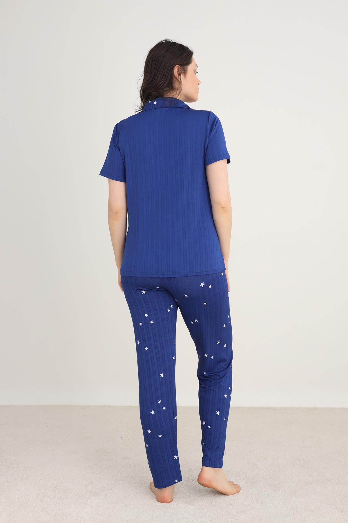 Kadın Marlenka Önden Düğmeli Pijama Takım | 80602-1276