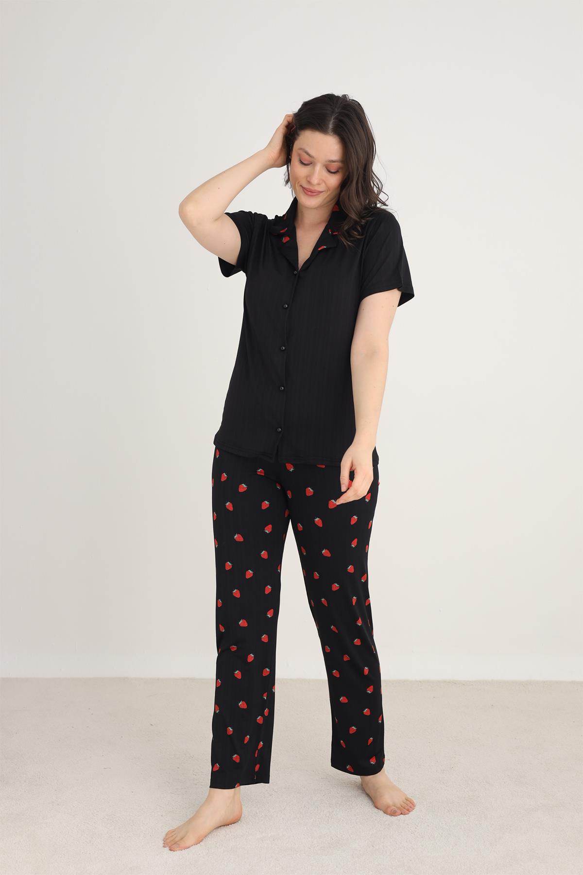 Kadın Marlenka Önden Düğmeli Pijama Takım | 80602-889