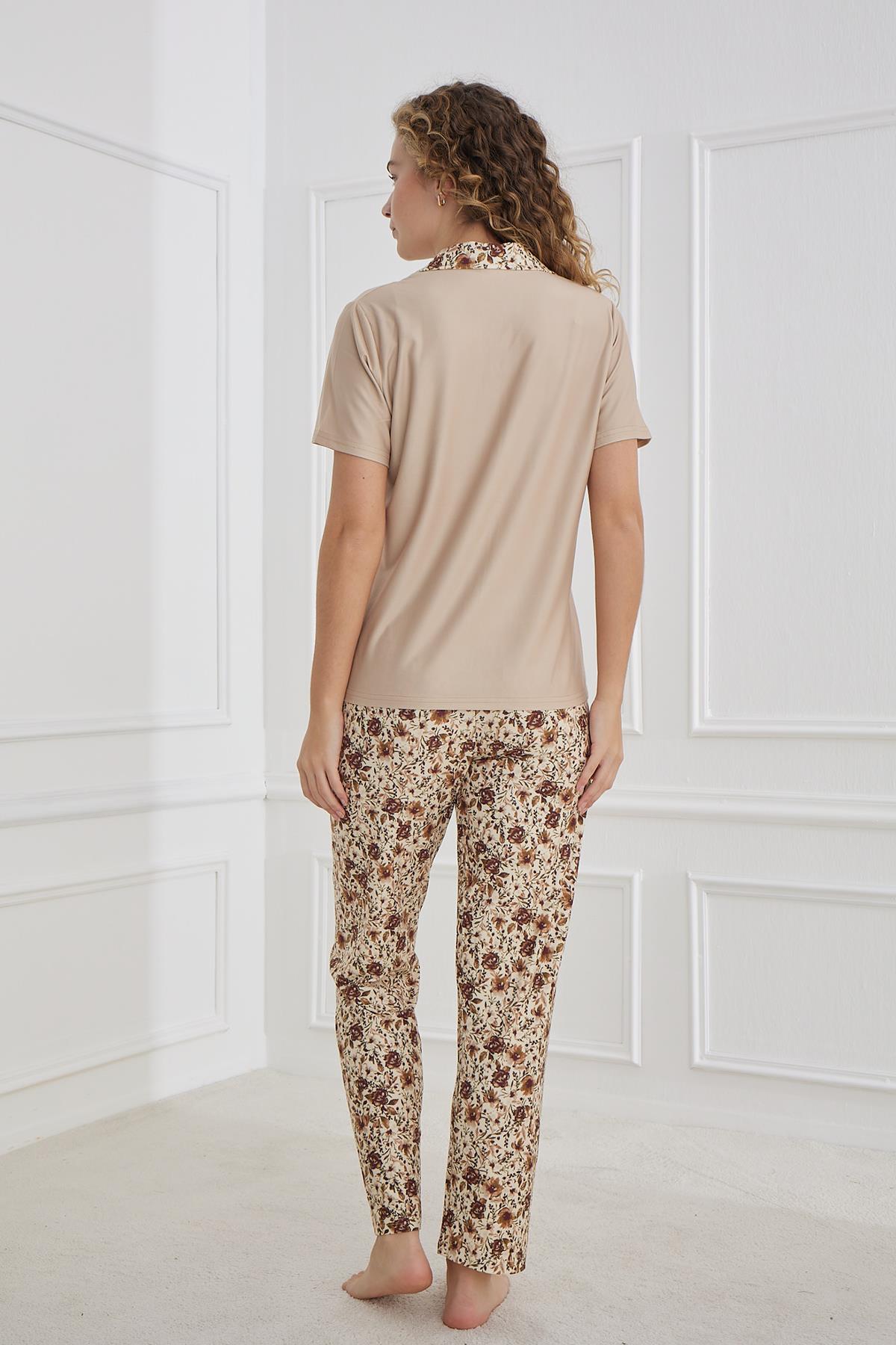 Kadın Önden Düğmeli Pijama Takım | 30101-959