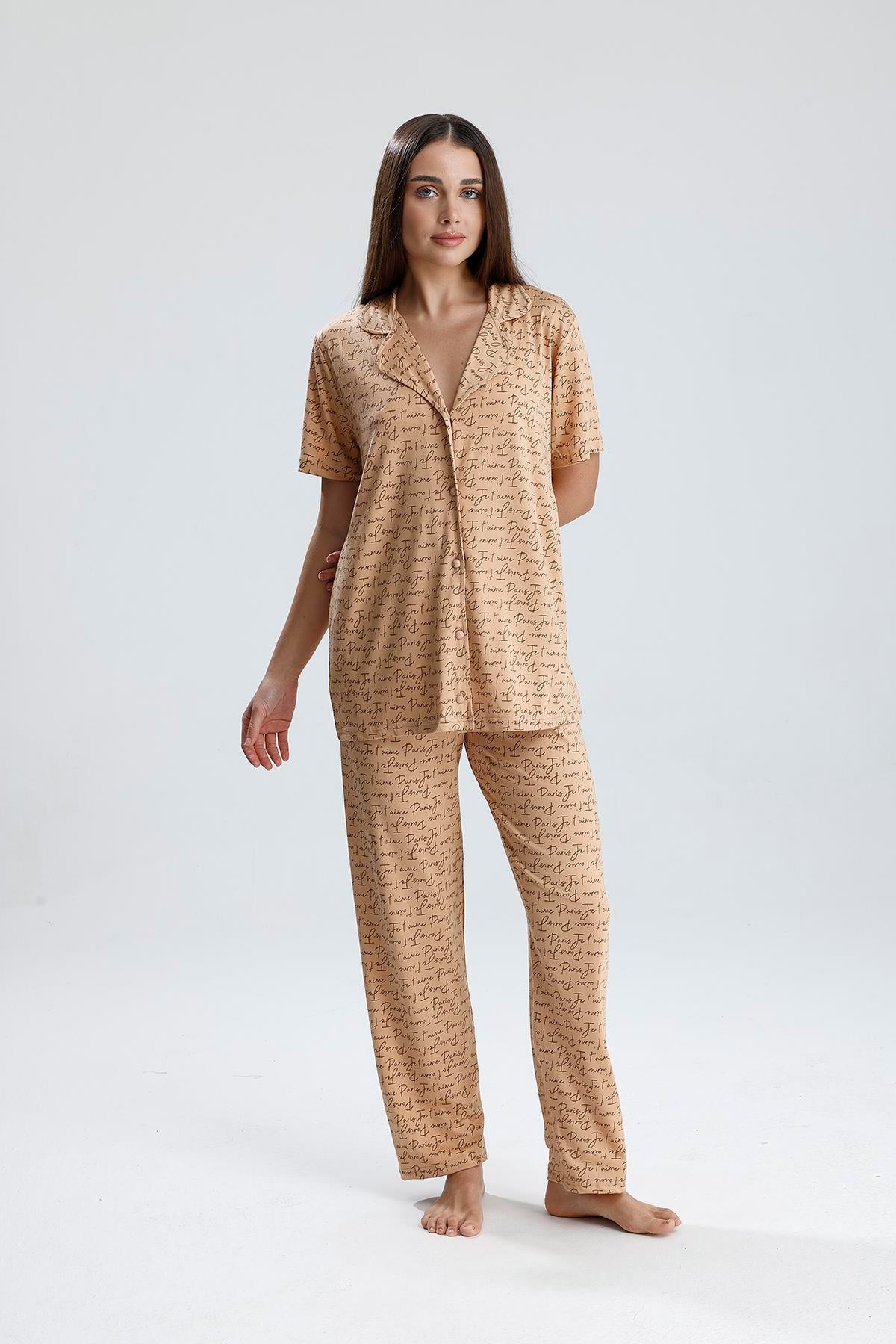 Kadın Önden Düğmeli Pijama Takım | Latte Paris 