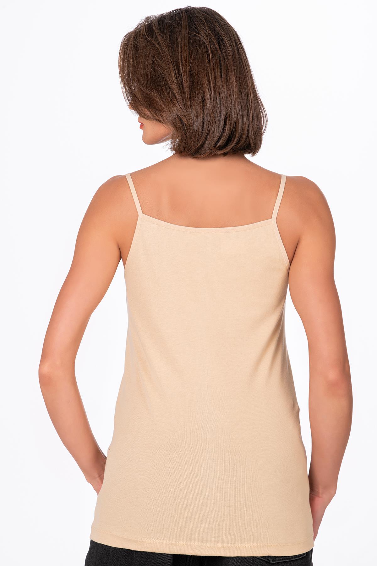 Kadın Pamuklu Ribana İp Askılı Klasik Atlet 3'lü Paket – Esnek & Rahat | Ten K0107