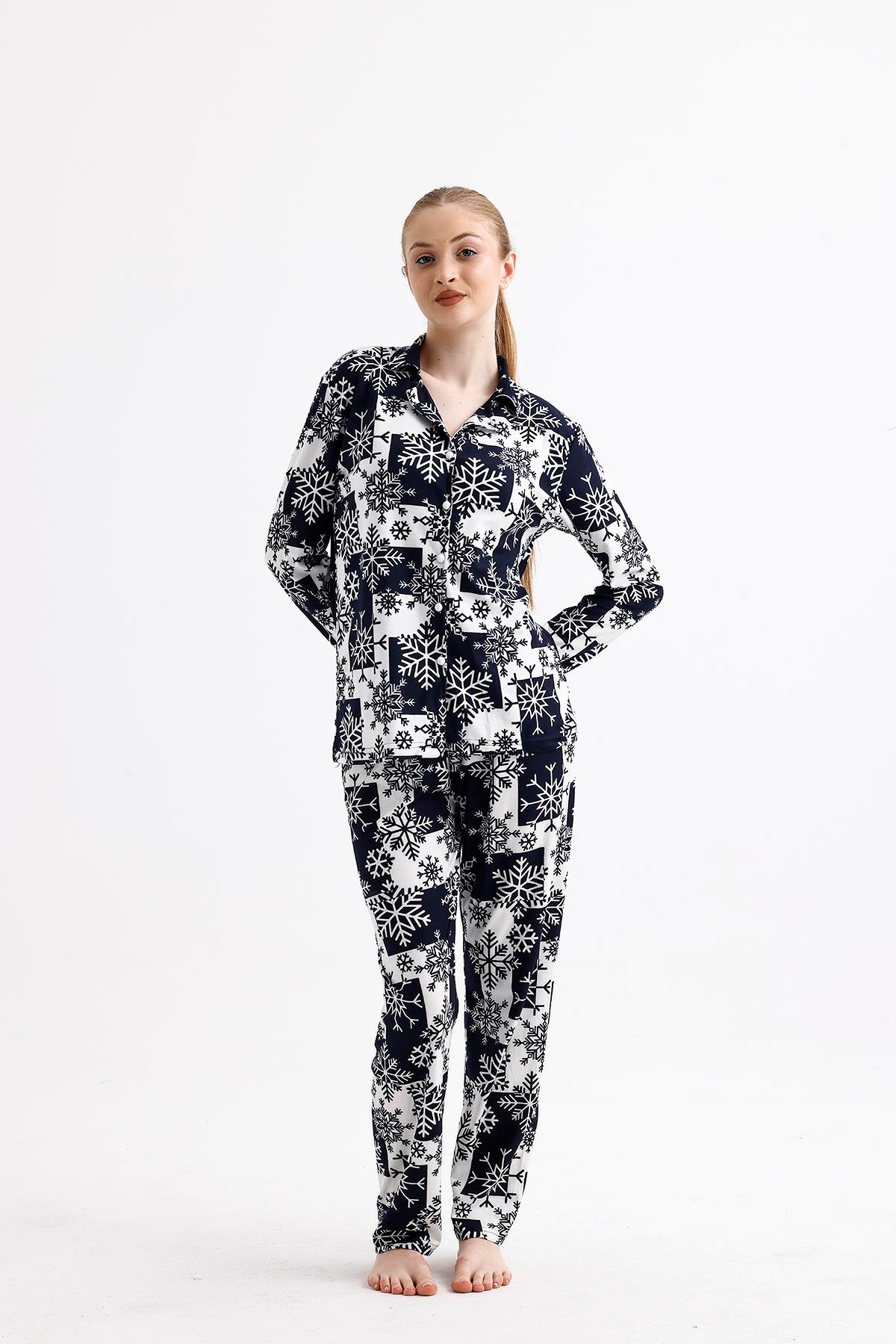 Kadın Süet Önden Düğmeli Pijama Takımı | Kartanesi Siyah