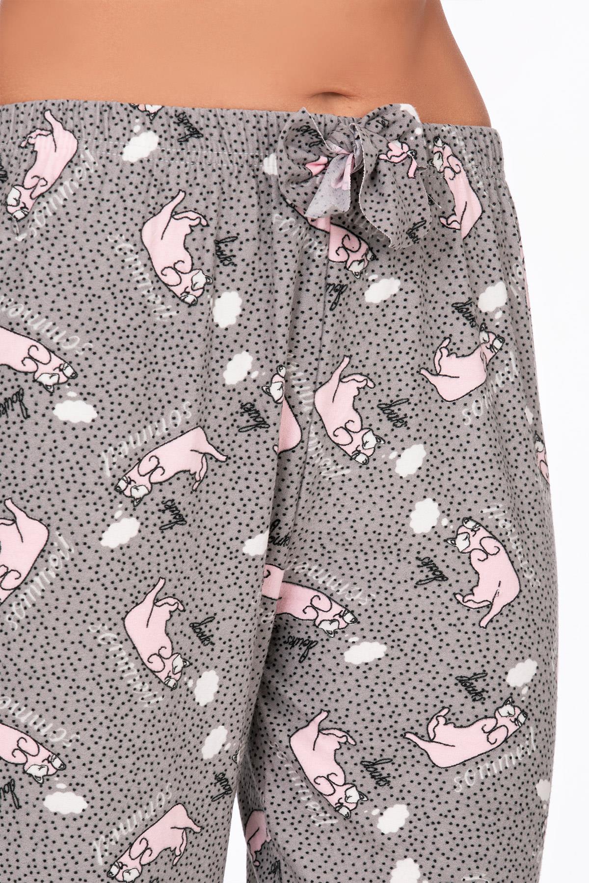 Kadın Süet Pijama Tek Alt