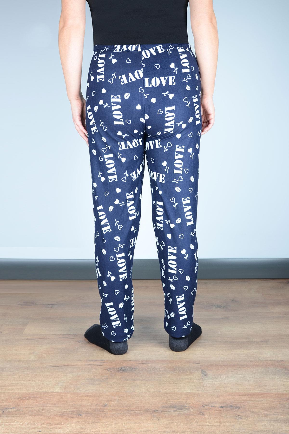 Kadın Süet Pijama Tek Alt | Lacivert Love