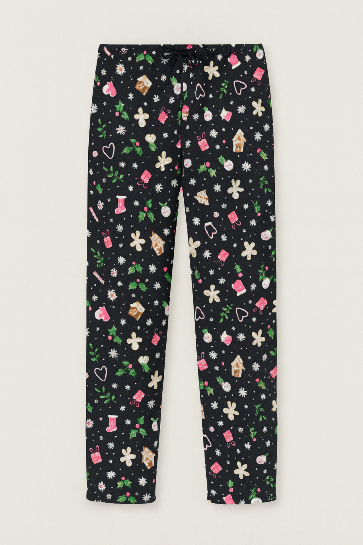 Kadın Süet Pijama Tek Alt | Siyah Yılbaşı