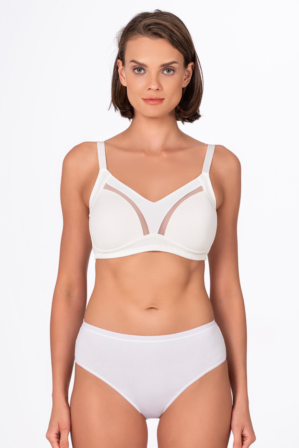 Kadın Tül Detay Toparlayıcı Sütyen | Ekru 706