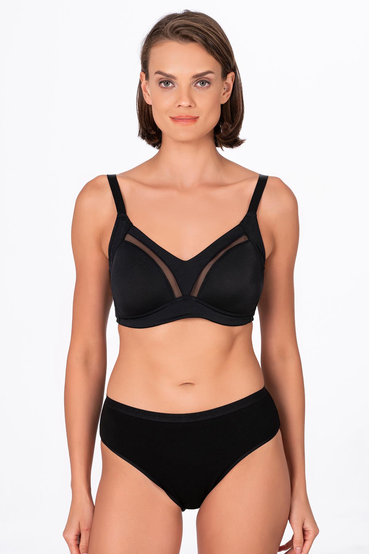 Kadın Tül Detay Toparlayıcı Sütyen | Siyah 706