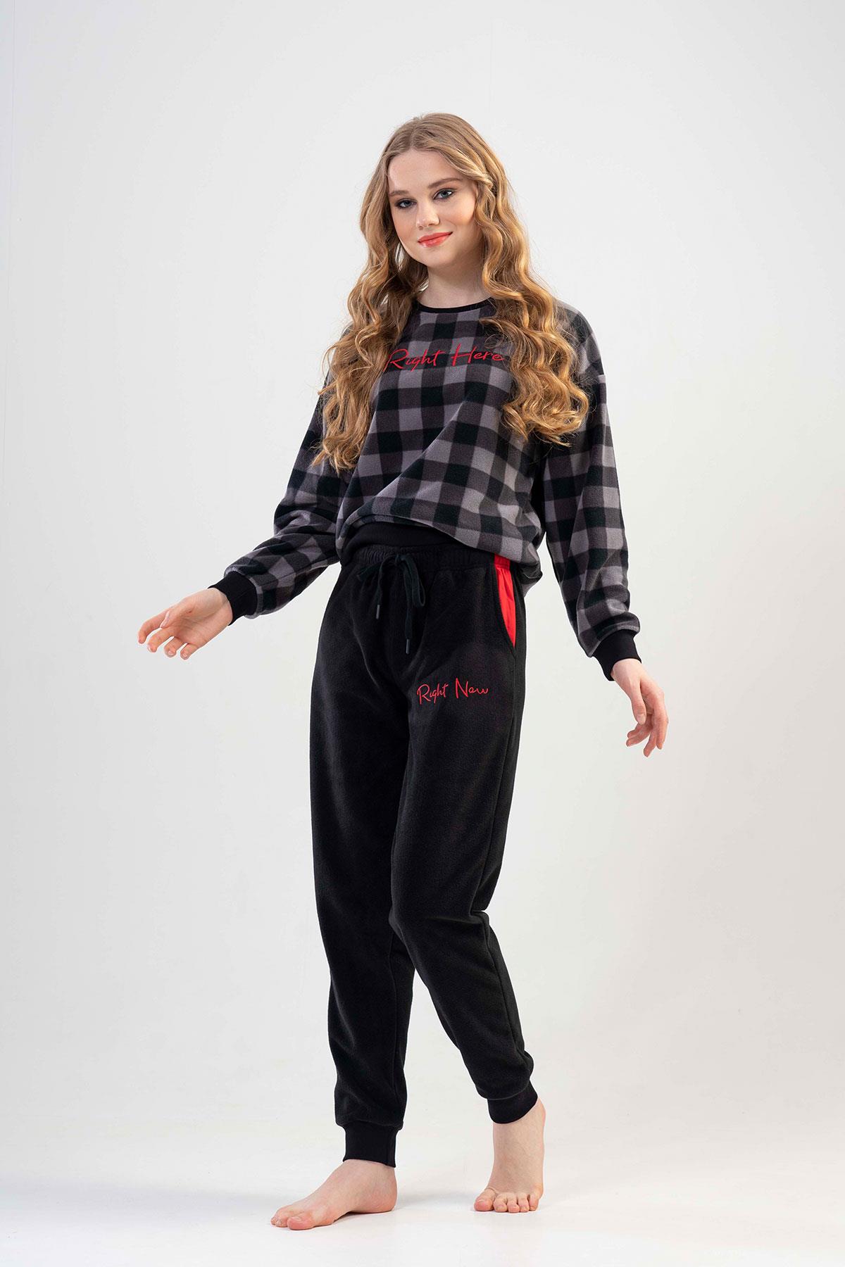 Kadın Uzun Kol Polar Kadın Pijama Takımı | 2020480168
