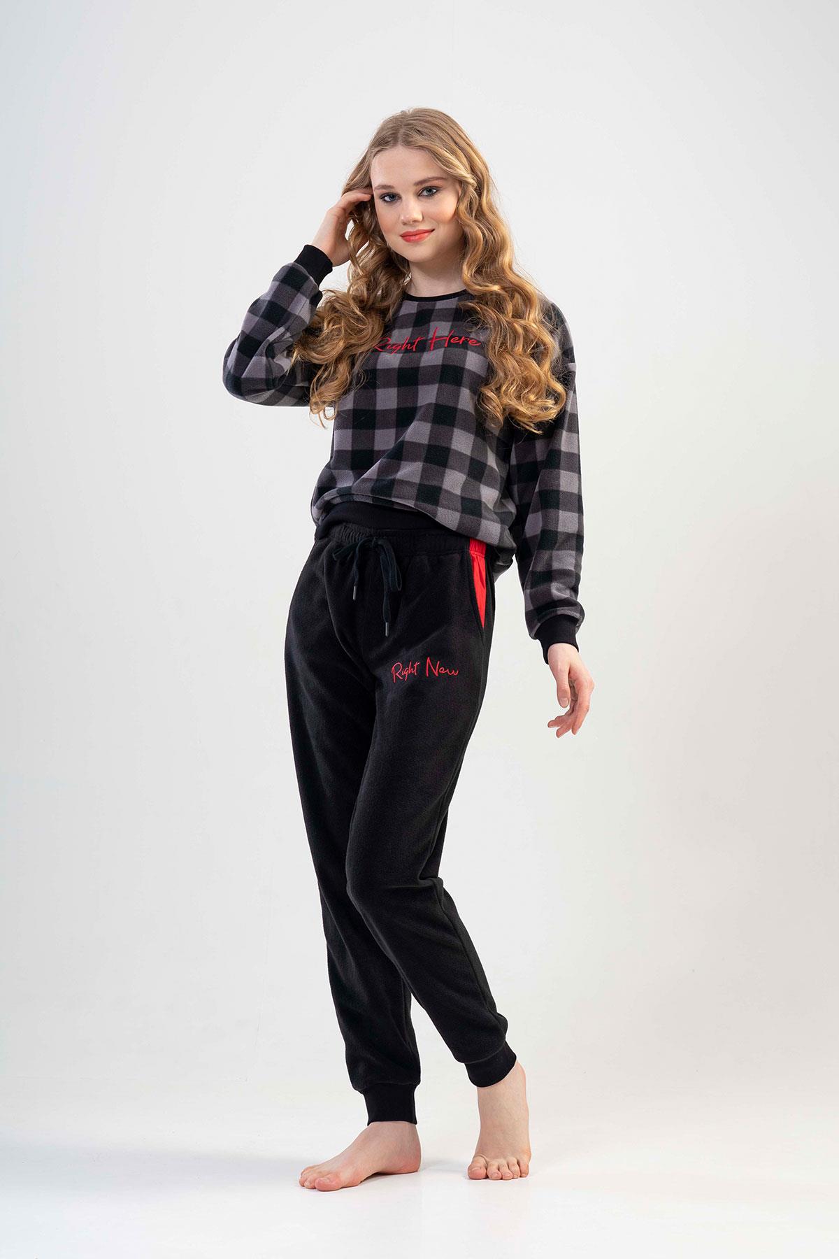 Kadın Uzun Kol Polar Kadın Pijama Takımı | 2020480168