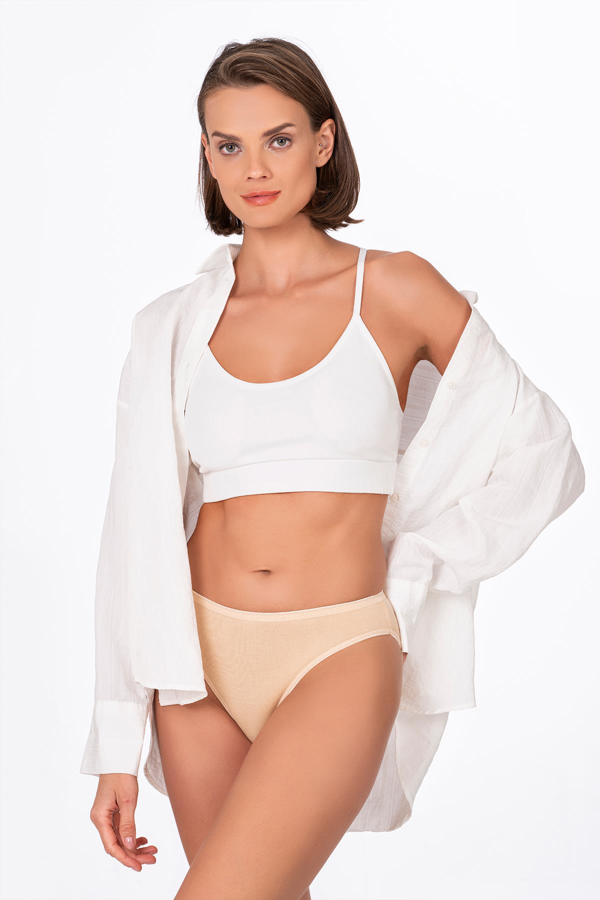 Kadın Viskon Esnek Rahat Slip Külot | Ten K23926