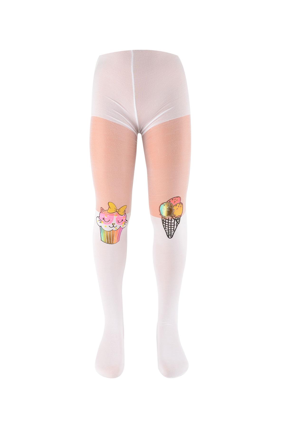Kız Çocuk Cup Cake Desenli Küotlu Çorap | BC8187-22
