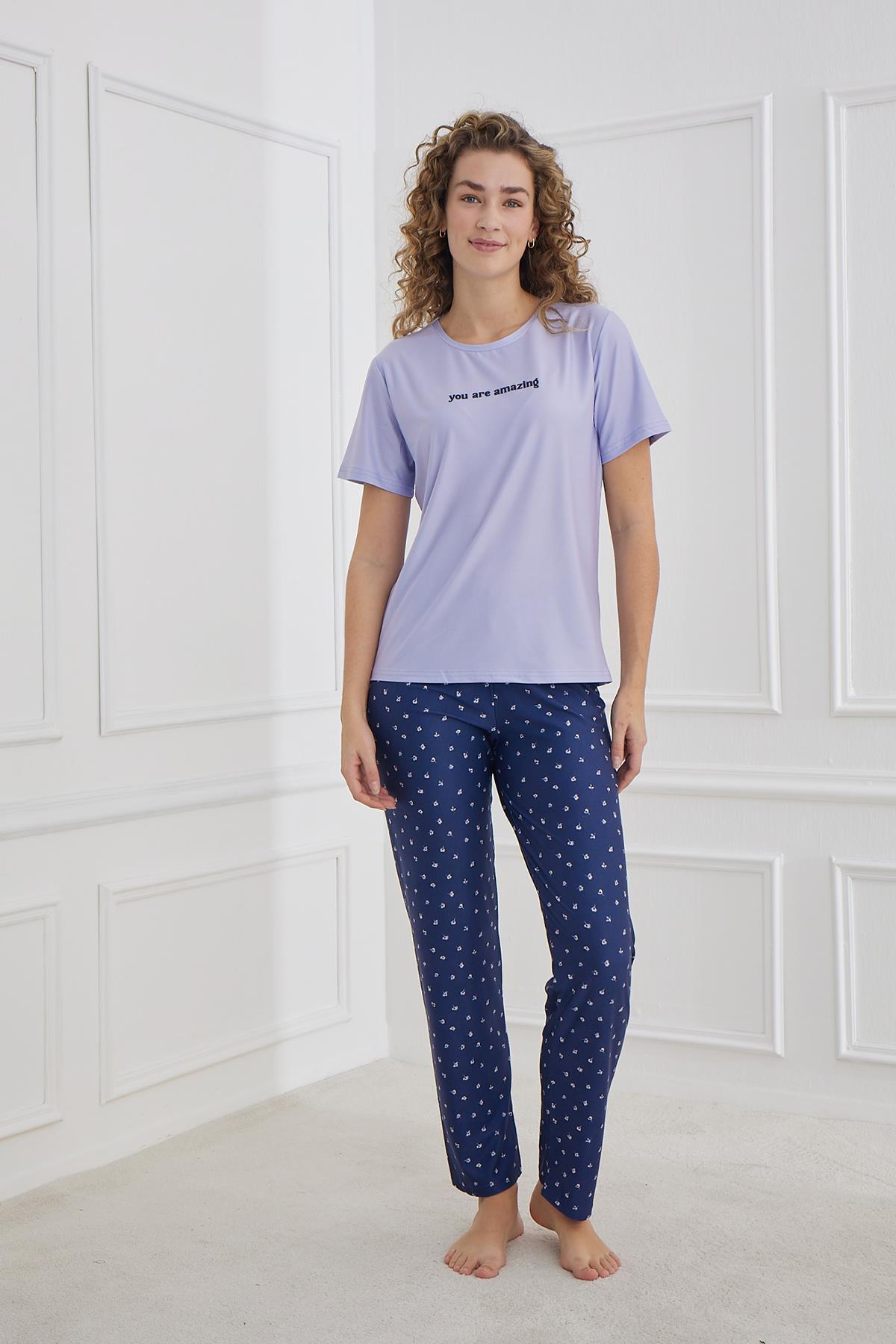 Marla Kadın Bisiklet Yaka Pijama Takım | 30102-1291