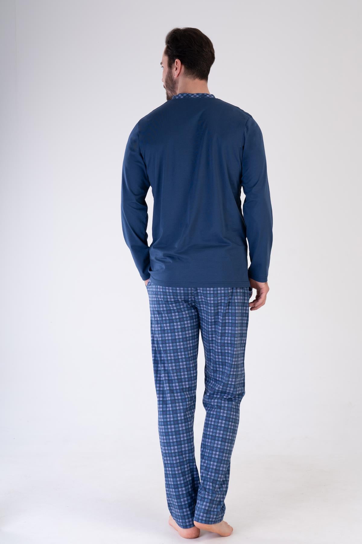 Mikro Soft Önü Patlı Pijama Takımı | İndigo 307163