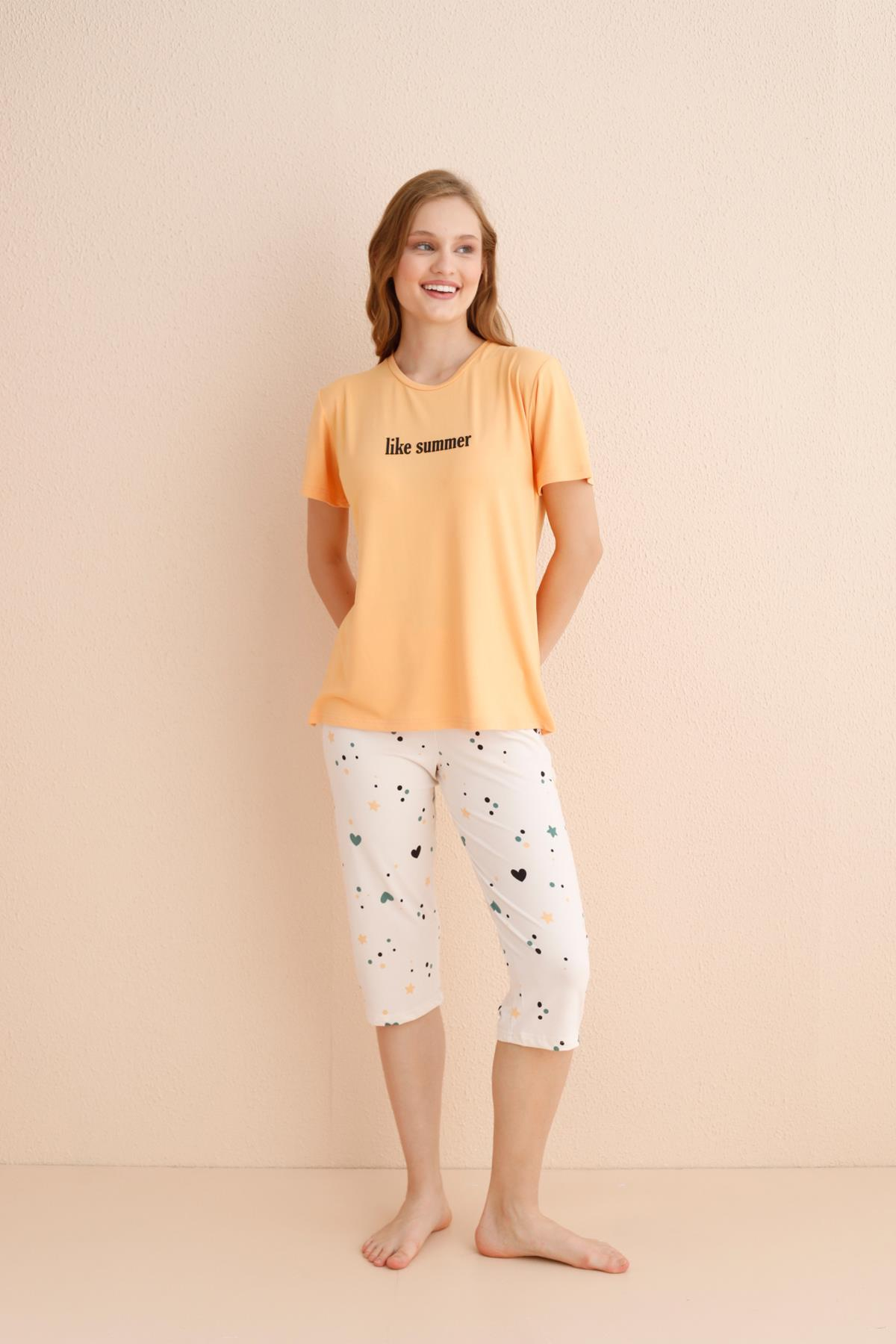Milan Genç Kısa Kollu Kaprili Pijama Takım | 50108-16