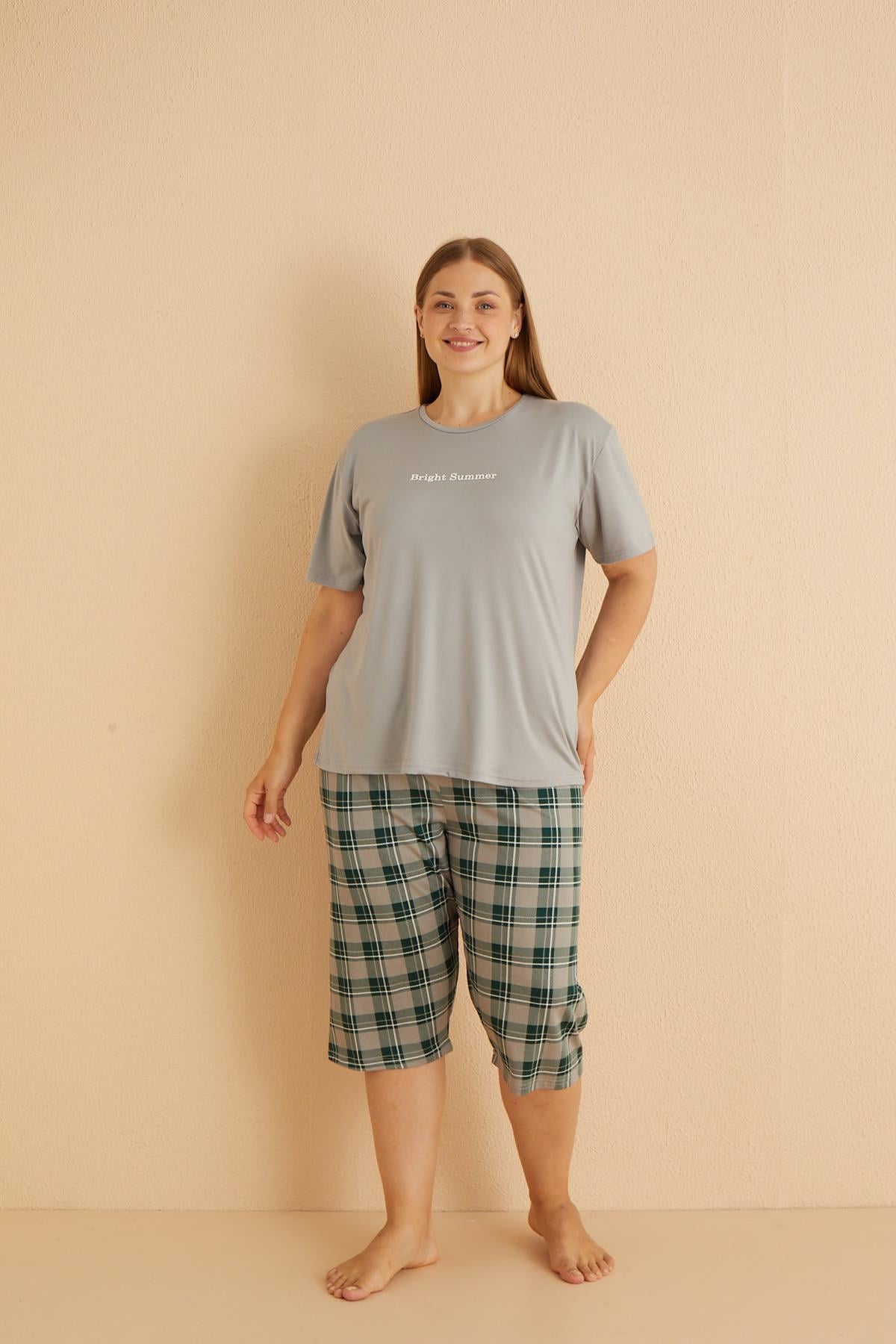 Milan Kısa Kollu Kaprili Battal Pijama Takımı | 50503-10