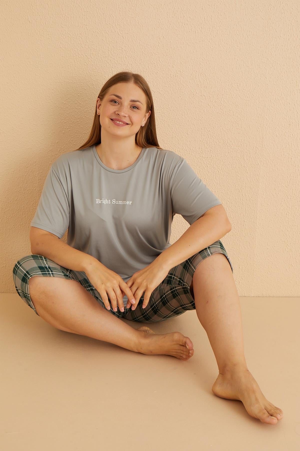 Milan Kısa Kollu Kaprili Battal Pijama Takımı | 50503-10