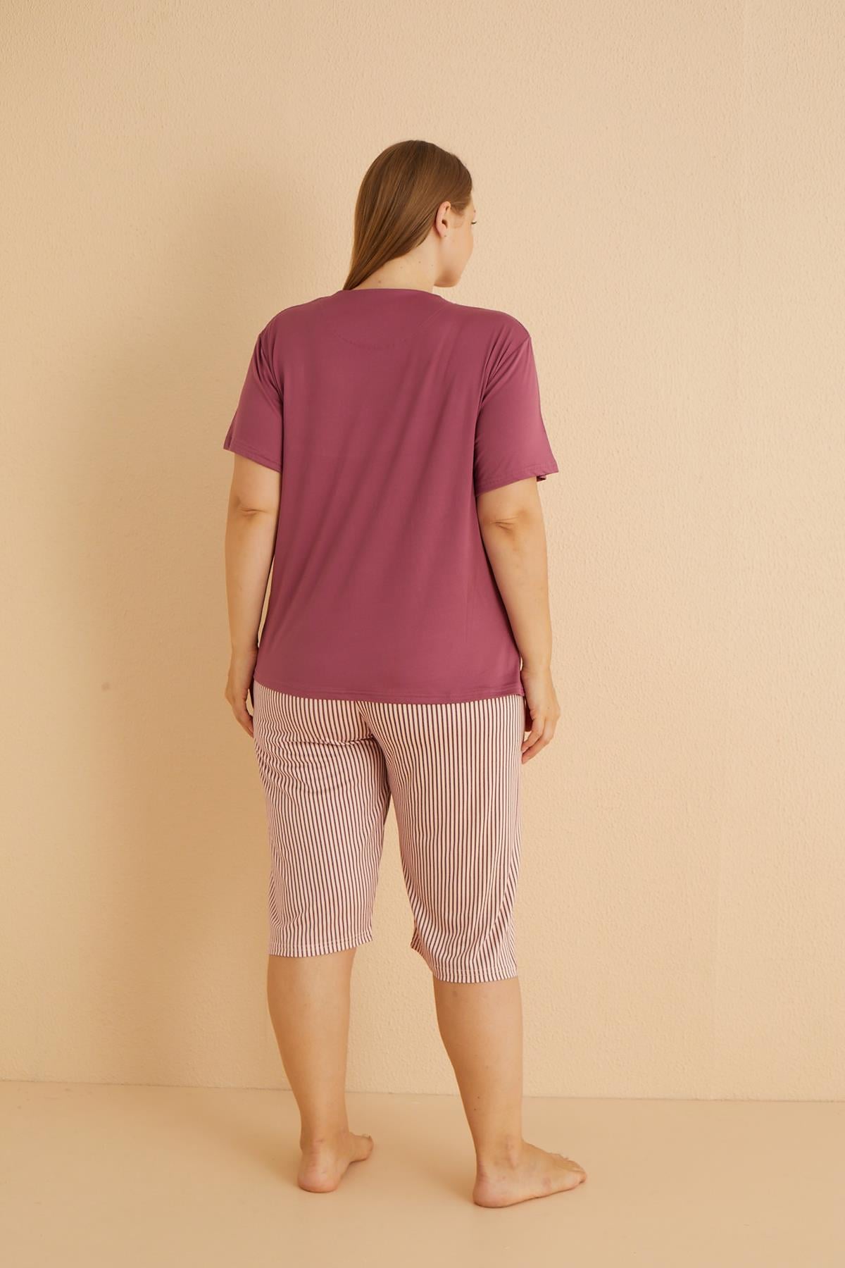 Milan Kısa Kollu Kaprili Battal Pijama Takımı | 50503-18