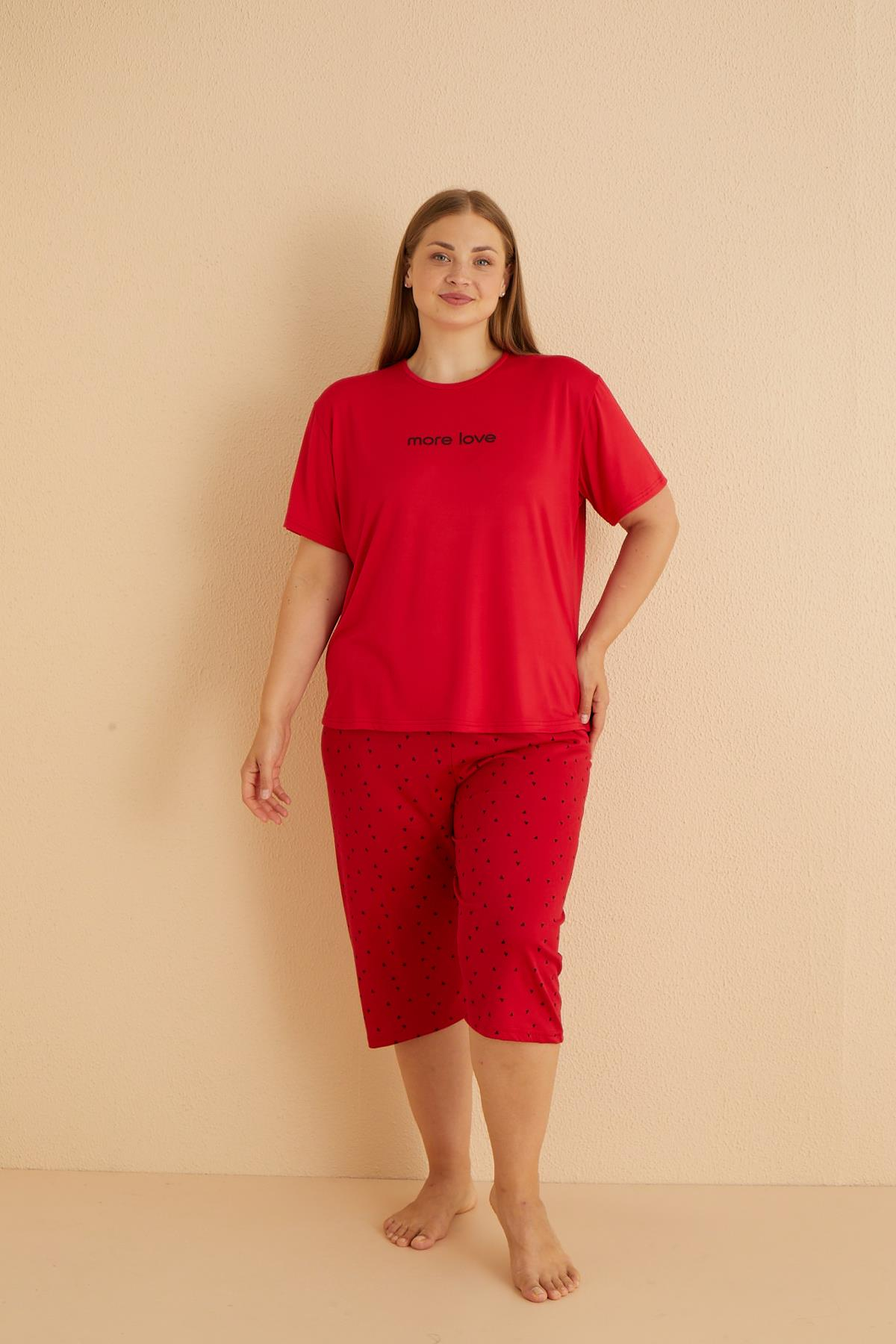 Milan Kısa Kollu Kaprili Battal Pijama Takımı | 50503-14