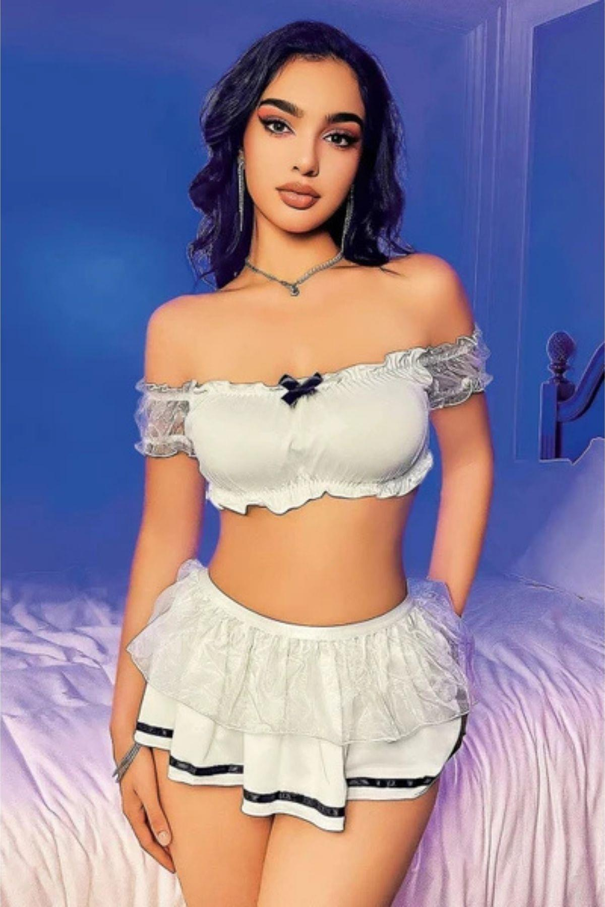 Tül Detay Fantezi Denizci Kostümü | 3673