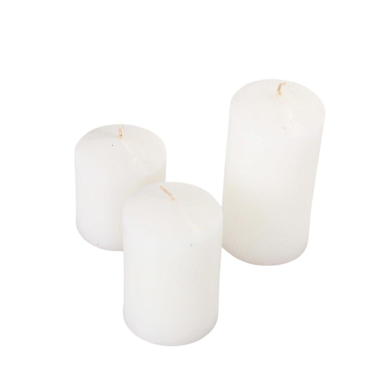 Silindir Mum 3lü Set - Beyaz