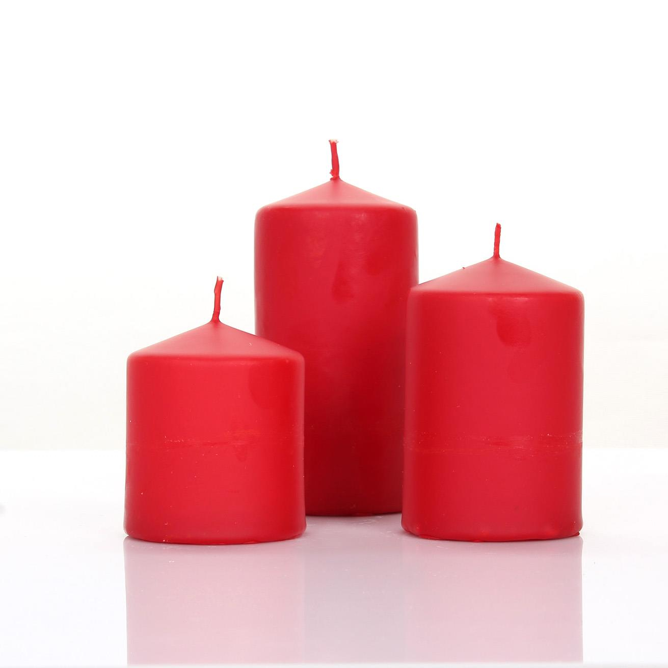 Silindir Mum 3lü Set - Kırmızı
