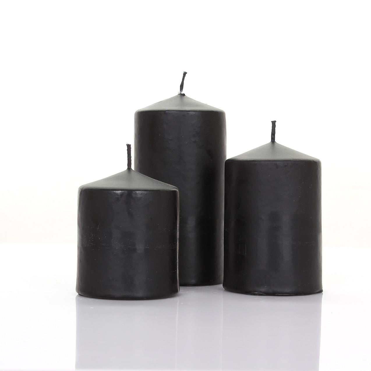 Silindir Mum 3lü Set - Siyah
