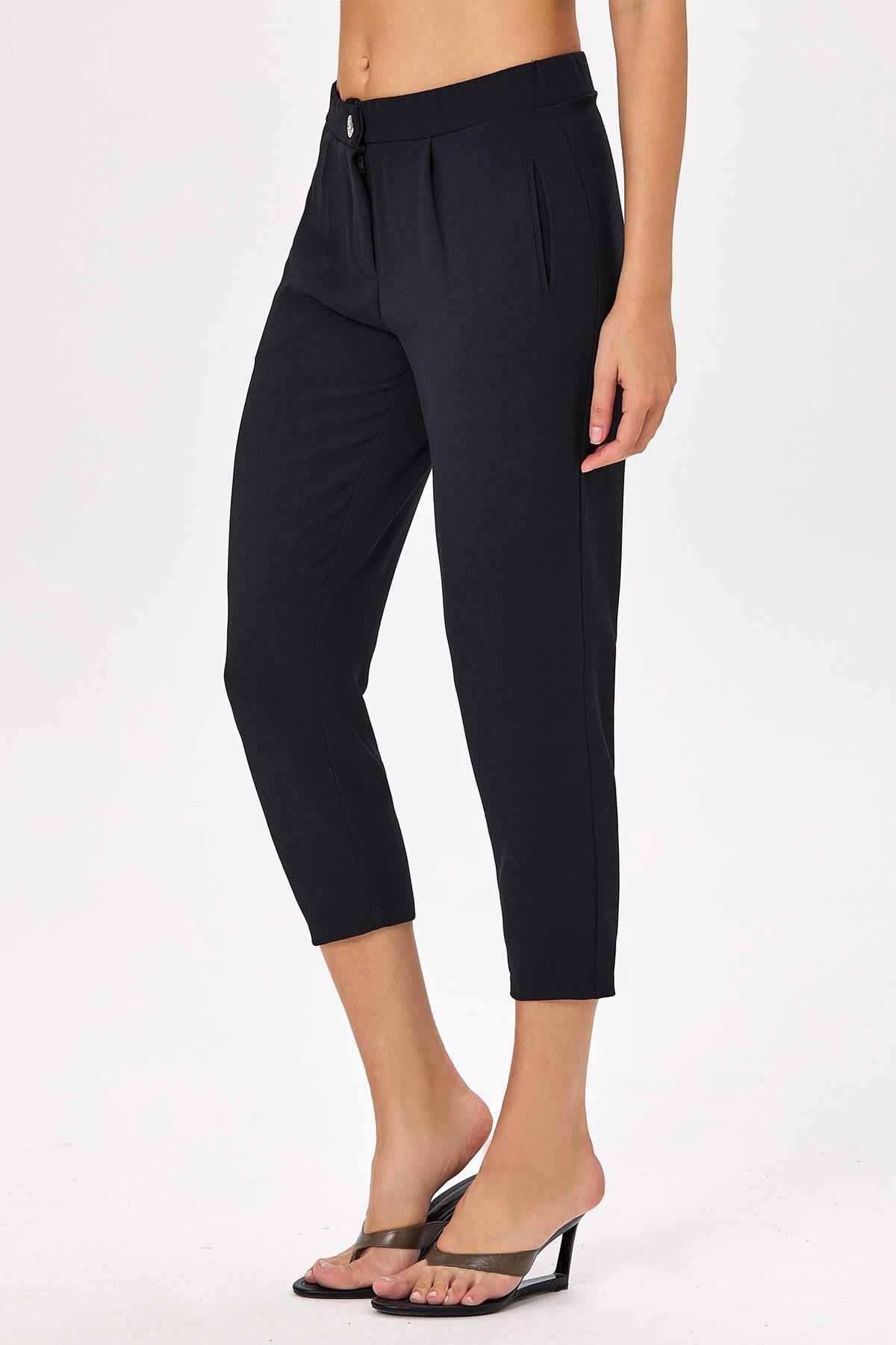 Beli Düğmeli Ve Lastikli Cepli Pantolon 025-3502