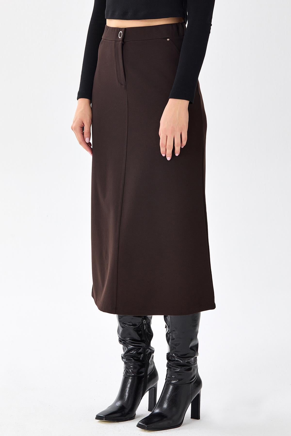 Beli Lastikli Cep Detaylı Etek 256-2012