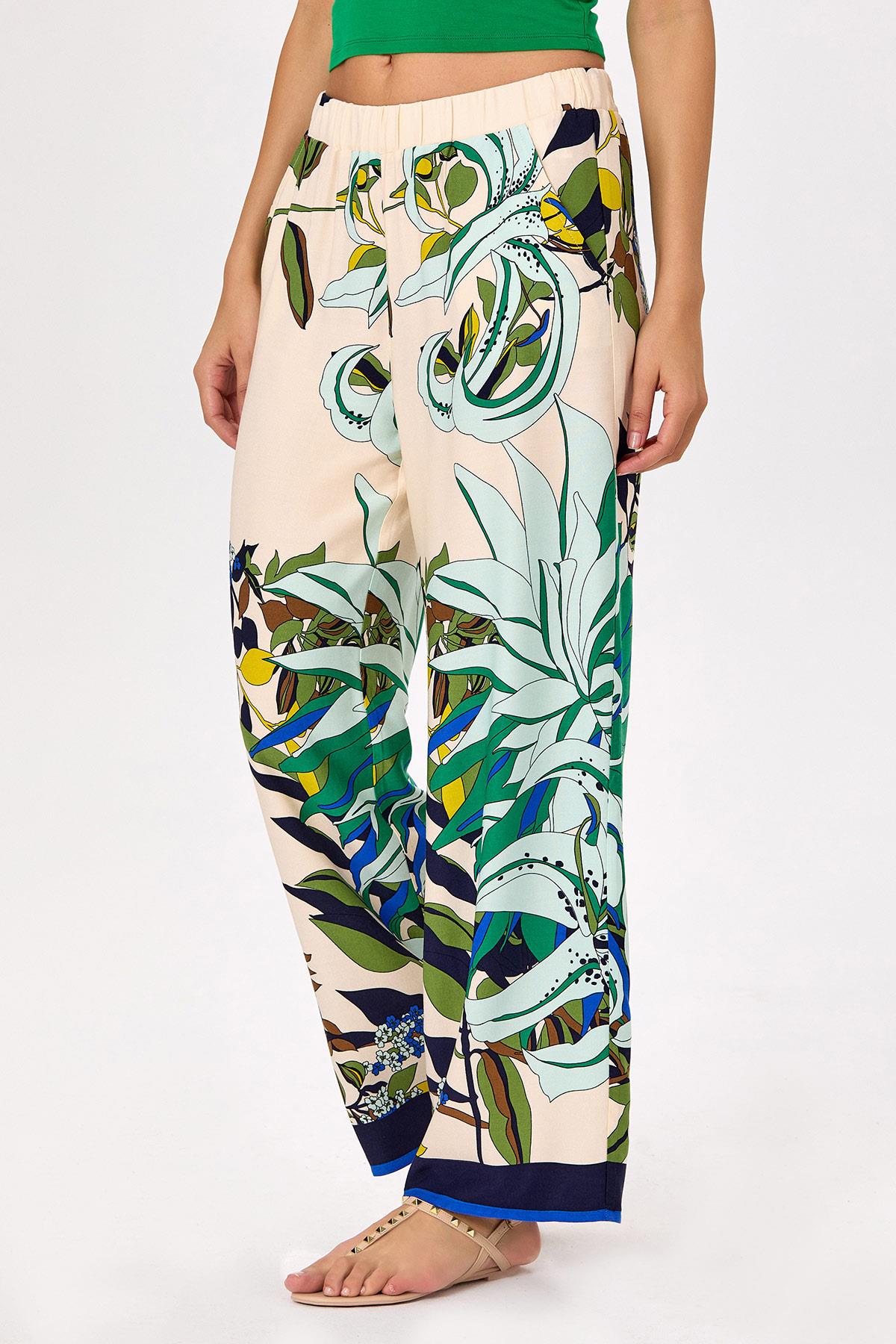 Beli Lastikli Cepli Desenli Pantolon 025-3513