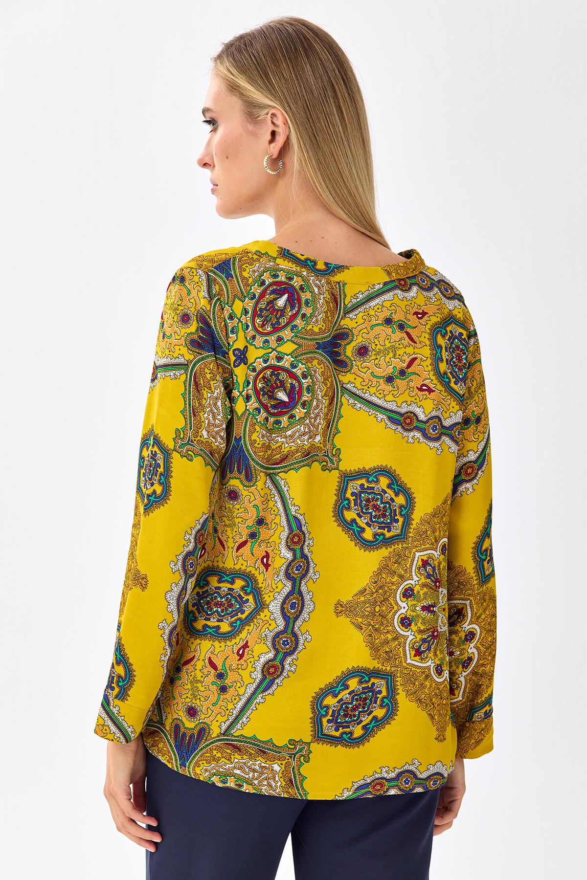 Hakim Yaka Desenli Bluz 256-3003