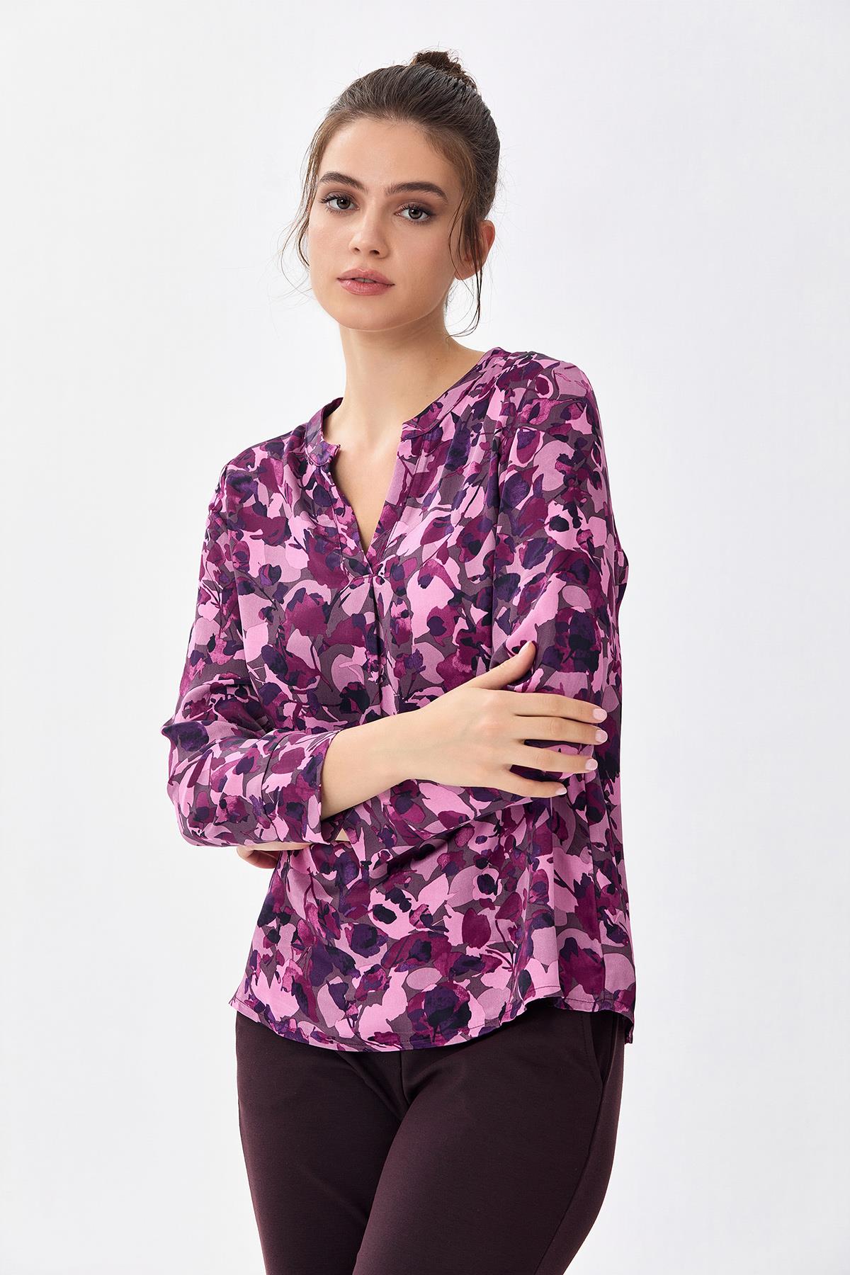 Hakim Yaka Desenli Bluz 256-3016