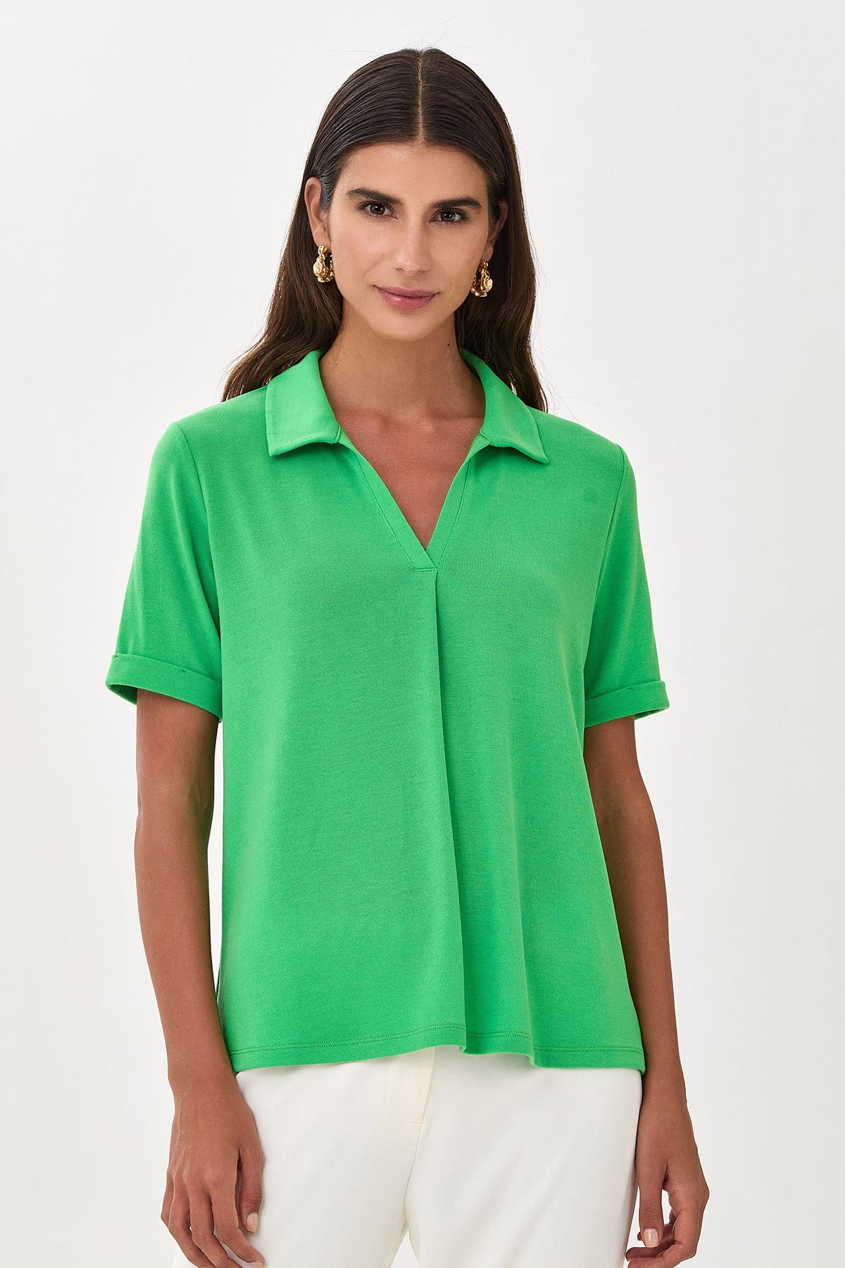 Polo Yaka Kısa Kol Bluz 025-1014