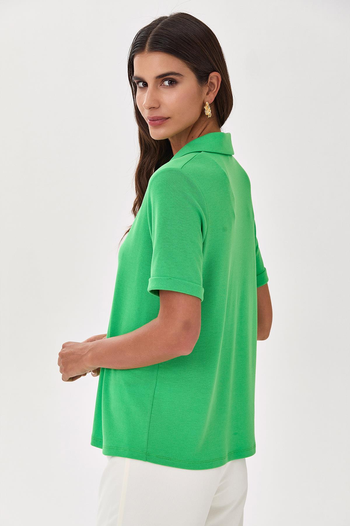Polo Yaka Kısa Kol Bluz 025-1014