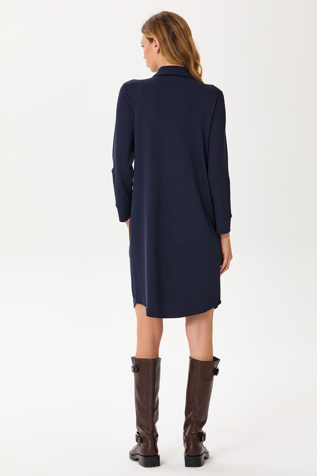 Polo Yaka Önü Çıtçıtlı Cepli Elbise 245-2501