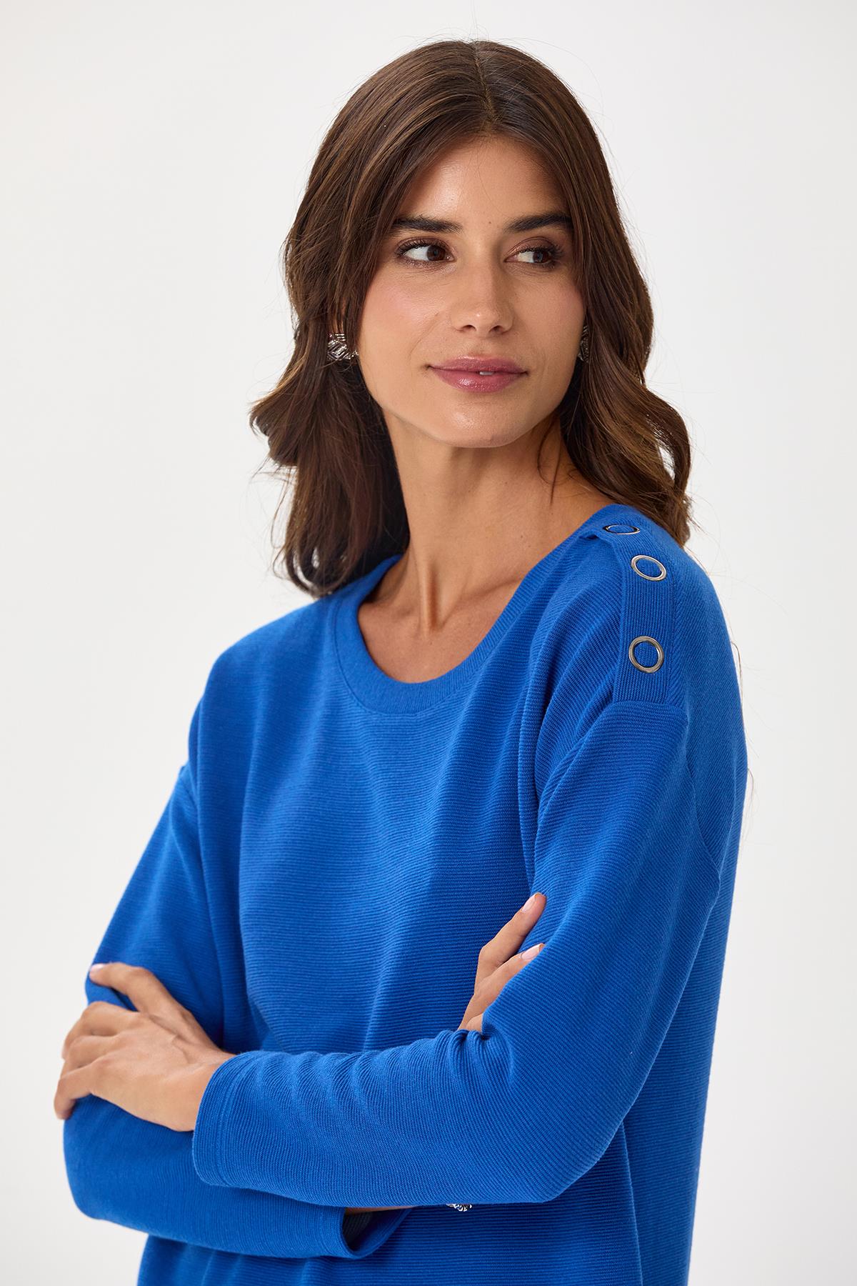 Tek Omzu Çıtçıt Detaylı Triko Bluz 245-1705