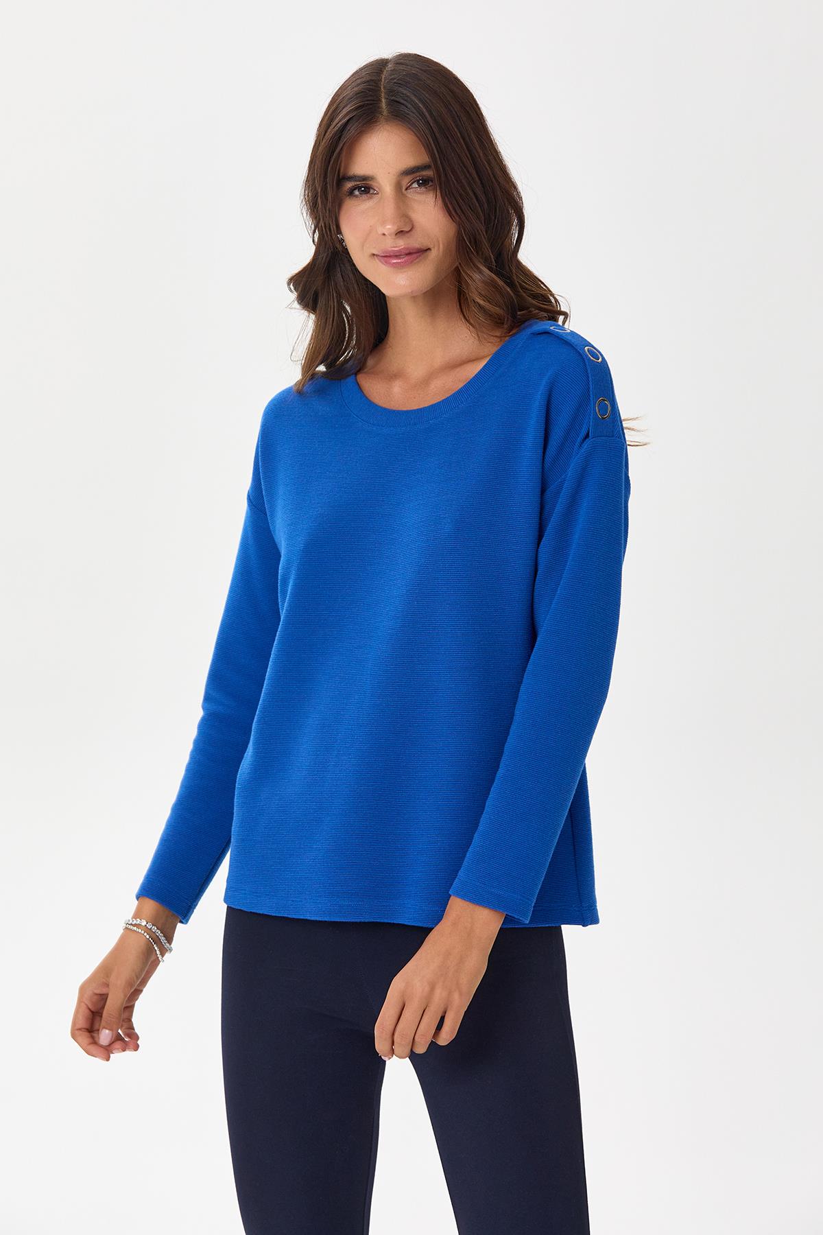 Tek Omzu Çıtçıt Detaylı Triko Bluz 245-1705