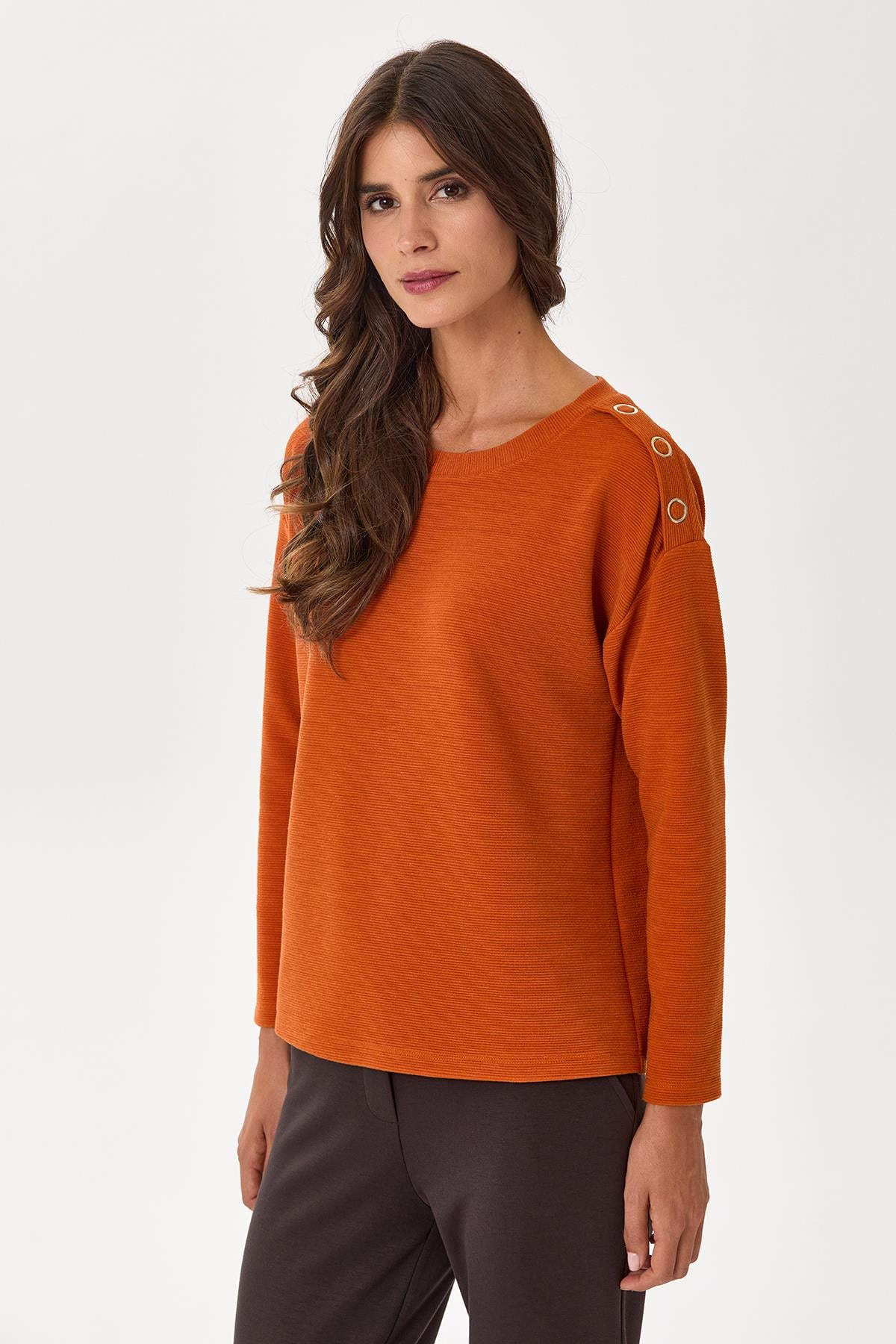 Tek Omzu Çıtçıt Detaylı Triko Bluz 245-1705