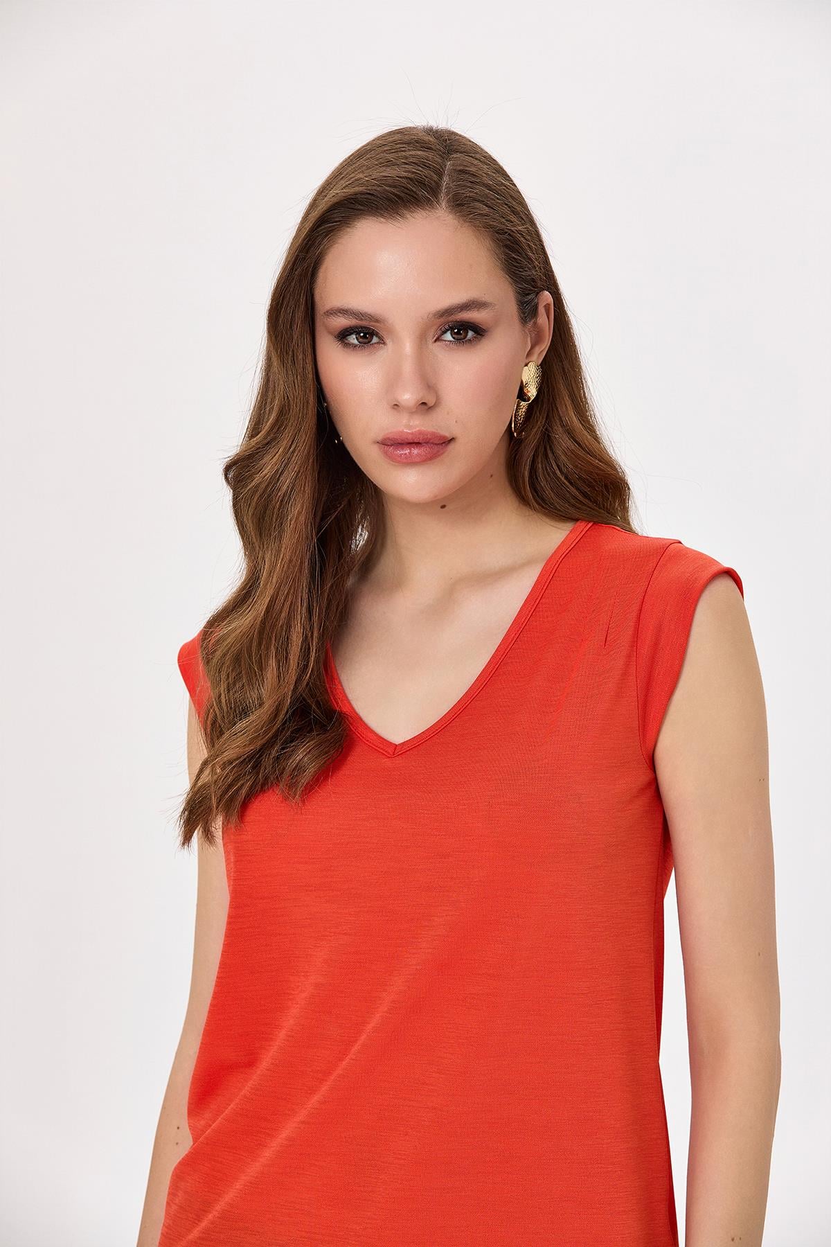 V Yaka Mini Kol Bluz 025-1034