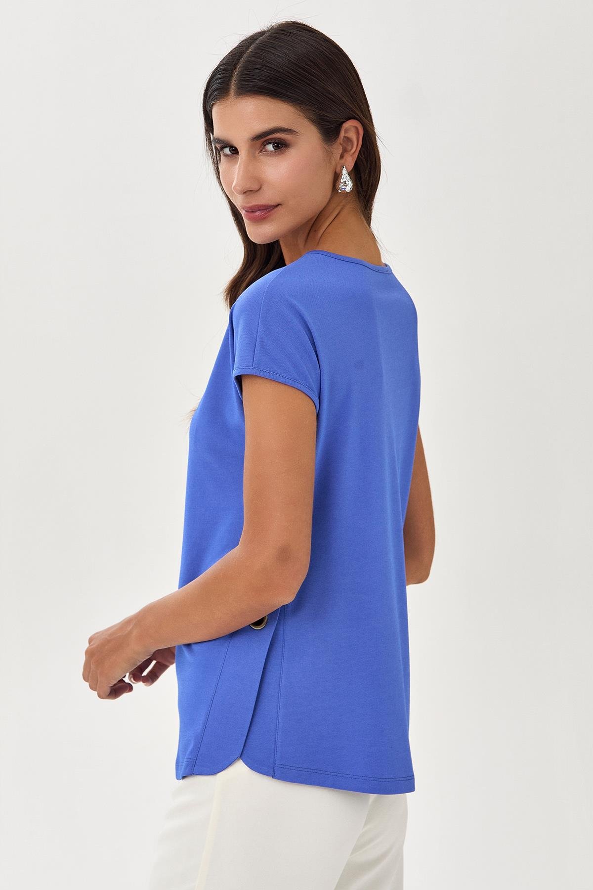 V Yaka Yanı Kuşgözü Detaylı Bluz 025-1039