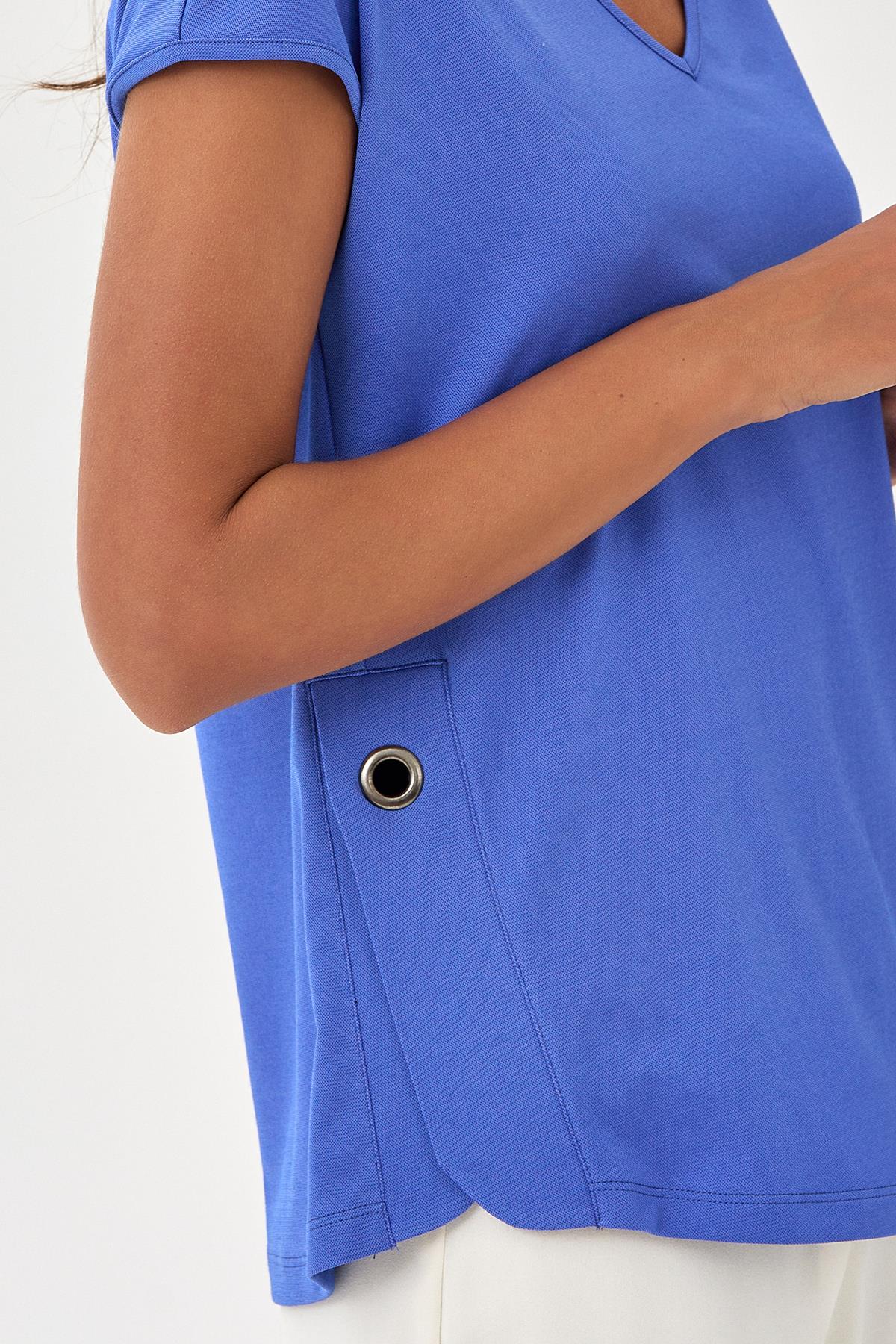 V Yaka Yanı Kuşgözü Detaylı Bluz 025-1039