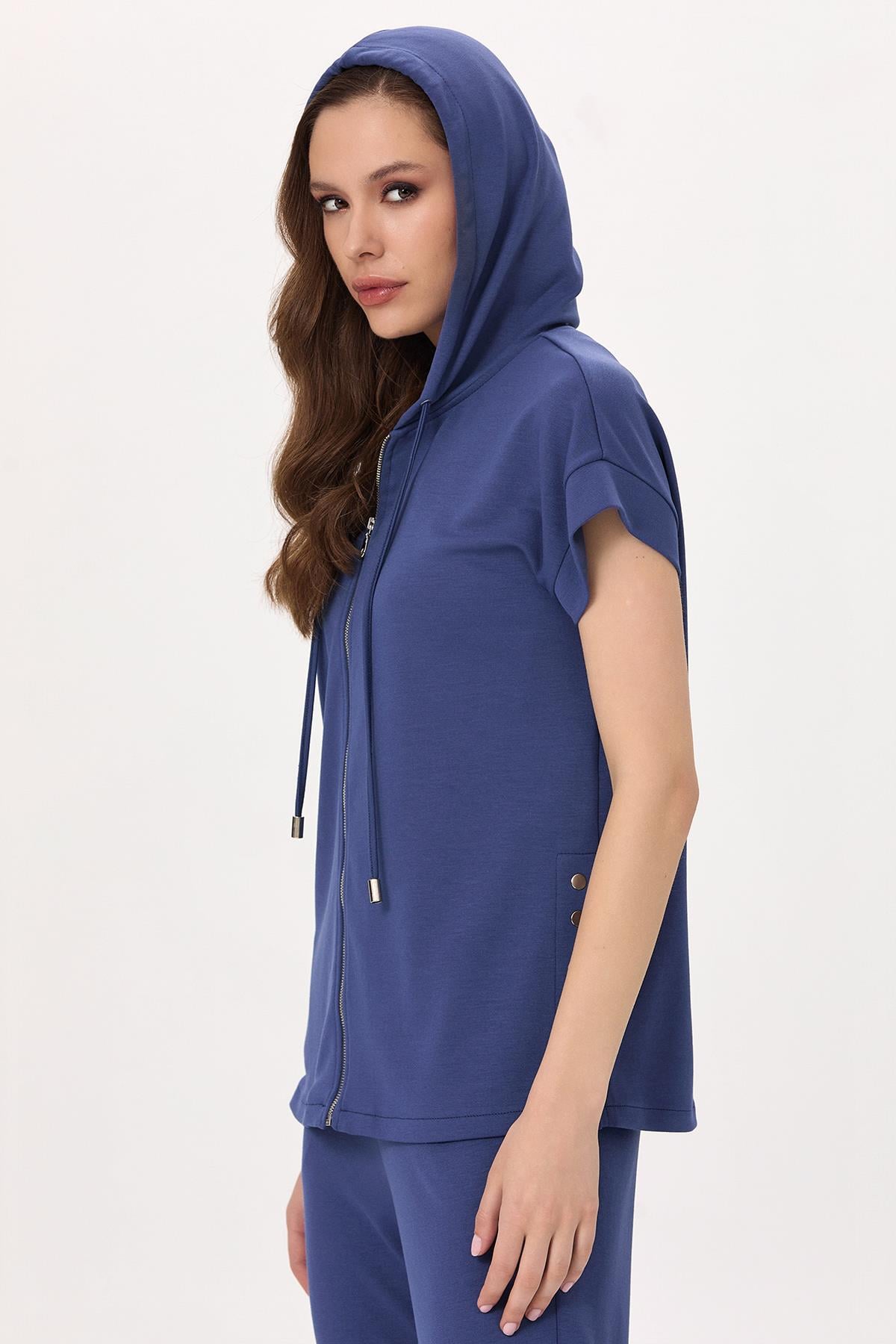 Yanı Çıtçıt Detaylı Kapüşonlu S-Shirt 025-2100