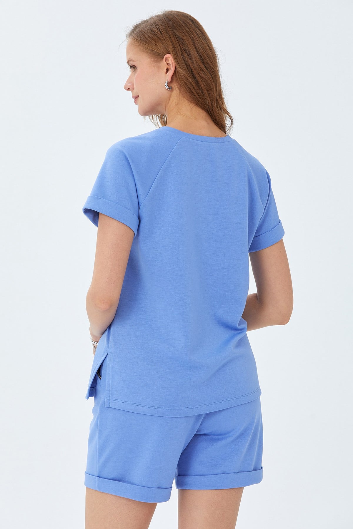 Yuvarlak Yaka Cep Detaylı Duble Kol S-Shirt 026-2116