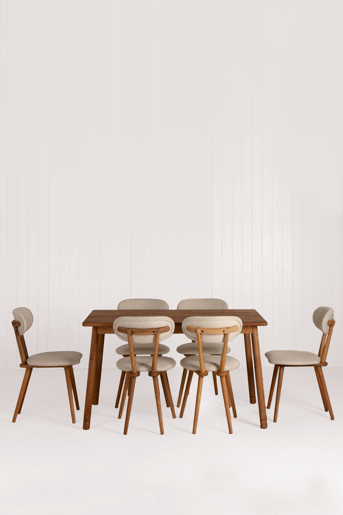 6 Kişilik Alaçatı Masif Ceviz Masa, Limbo Sandalye Yemek Masası Takımı 130x80 cm