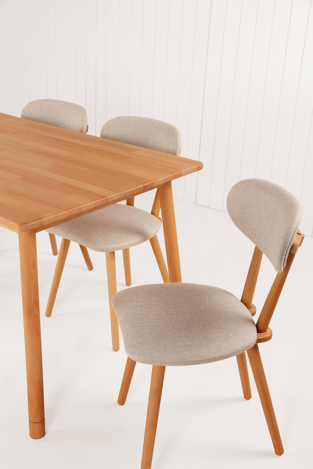 6 Kişilik Alaçatı Masif Kayın Masa, Limbo Sandalye Yemek Masası Takımı 130x80 cm