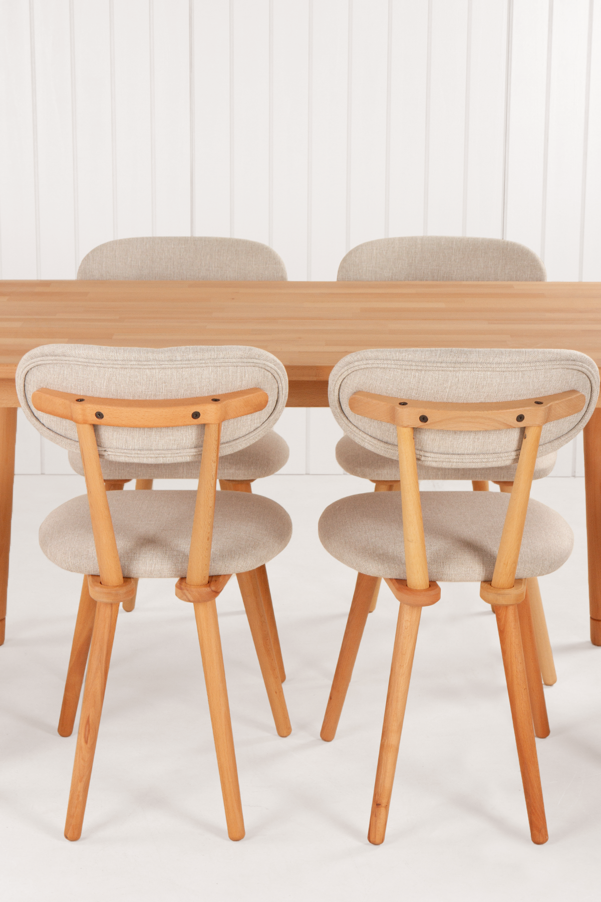 6 Kişilik Alaçatı Masif Kayın Masa, Limbo Sandalye Yemek Masası Takımı 130x80 cm